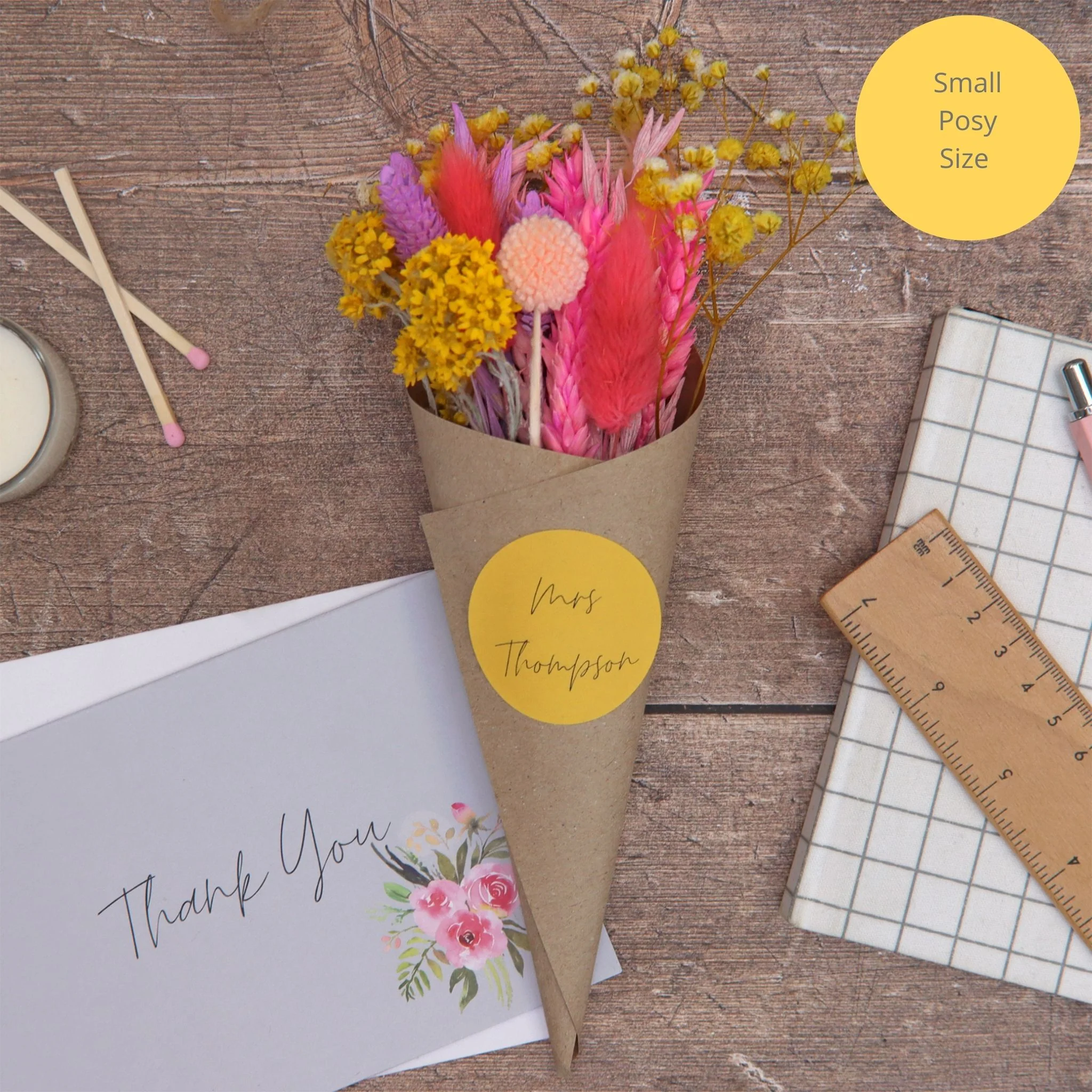 Personalised Thank You Teacher Dried Flower Posy - Image 3
