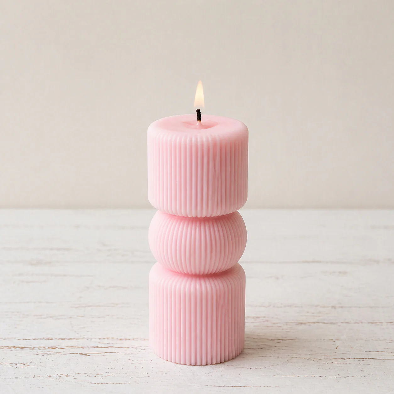 Small Pink Pillar Candle